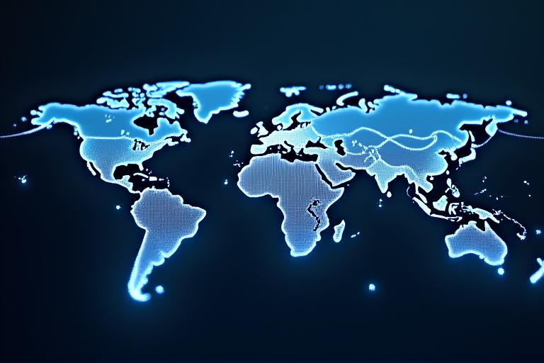 Stylized world map with connecting lines and data points, symbolizing global market intelligence and real-time data feeds.