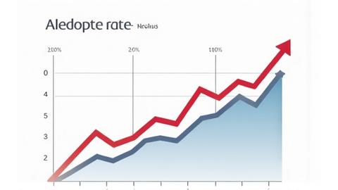 Infographic showing a rising graph depicting AI adoption rates in financial institutions over time.