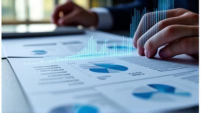 Financial report with ESG metrics and a subtle overlay of a predictive graph.