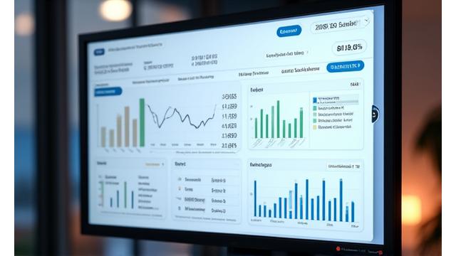 A financial dashboard displaying key performance indicators (KPIs), return on investment (ROI) metrics, and charts, signifying successful technology implementation.