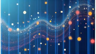 Abstract data visualization of social media feeds with sentiment analysis word clouds.