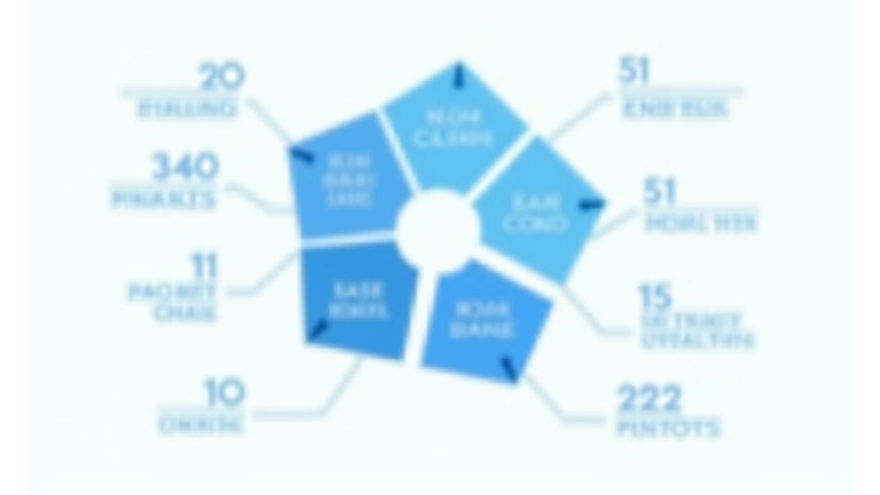 Infographic displaying industry sector breakdown with leading companies, showing growth arrows and market share percentages.