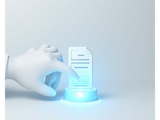 Illustration of a person submitting a document with a news icon, symbolizing press release submission.