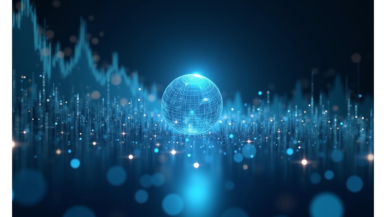 Abstract depiction of complex economic data being analyzed, with charts and graphs overlapping in a digital space, representing decoding market signals. Dominant colors are deep blues and cool greys.