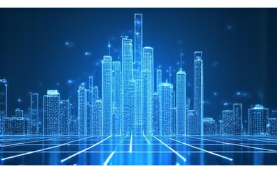 Abstract image of connected digital lines representing traditional banks transforming.