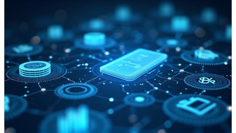 Conceptual image showing seamless integration of financial services into everyday applications, with digital interfaces overlapping daily activities.