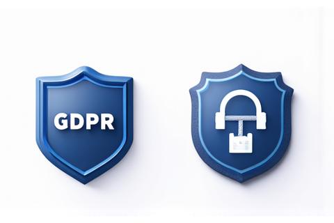 A visual representation of GDPR and CCPA compliance badges with secure lock icons, reflecting international data protection standards.