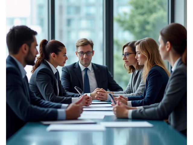 Silhouettes of diverse business professionals in a collaborative financial setting, representing key market players